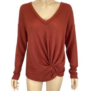 Anthropologie Akemi +‎ Kin waffle weave top size medium long sleeve